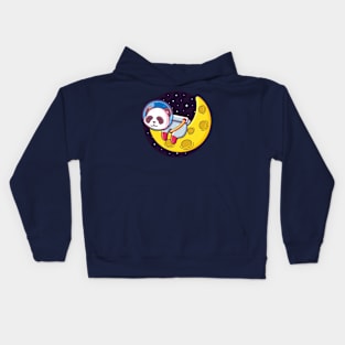 panda astronaut sleeping on the moon Kids Hoodie